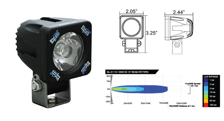 Projecteur LED Vision-X Solstice Solo noir 10W, éclairage compact de 2 pouces, puissant pour véhicule, marque LUMIDRIVE.