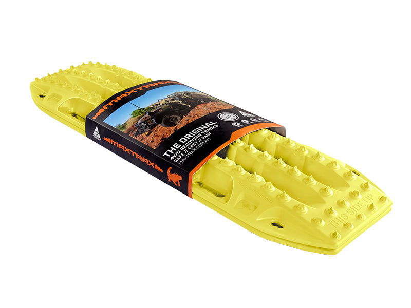 Paquet de deux plaques à sable Maxtrax MKII, 1,15 m x 0,34 m, utilisées pour stabiliser et niveler le terrain.