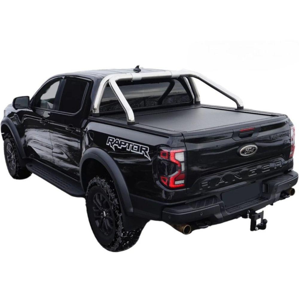 Barre de rouleau pour rideau de benne Mountain Top sur Ranger et Amarok 2023+ par Misutonida4x4, couvre benne robuste.