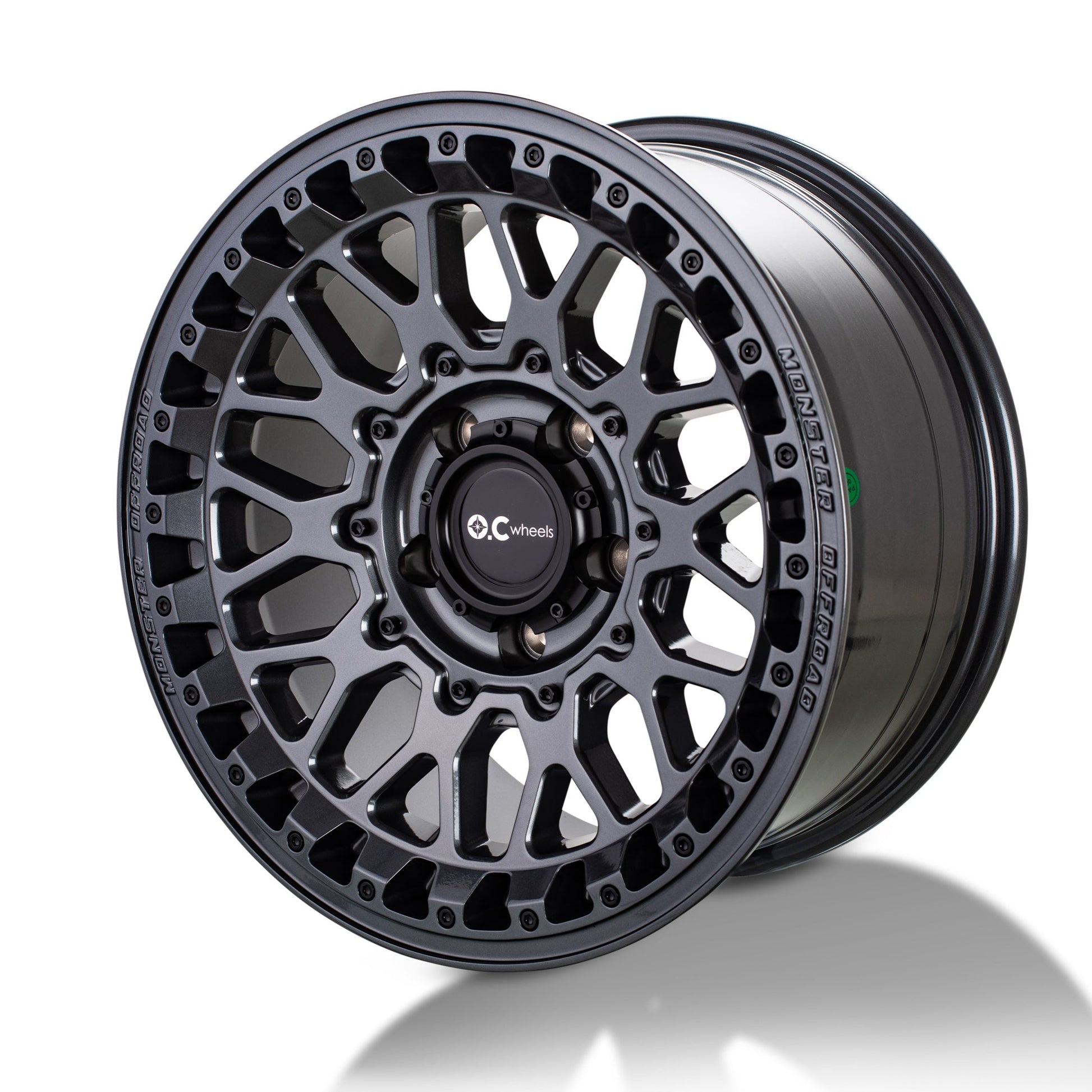 Jante 4X4 OC WHEELS 2181 en métal mat gris foncé, design robuste pour véhicules tout-terrain, vue de face.