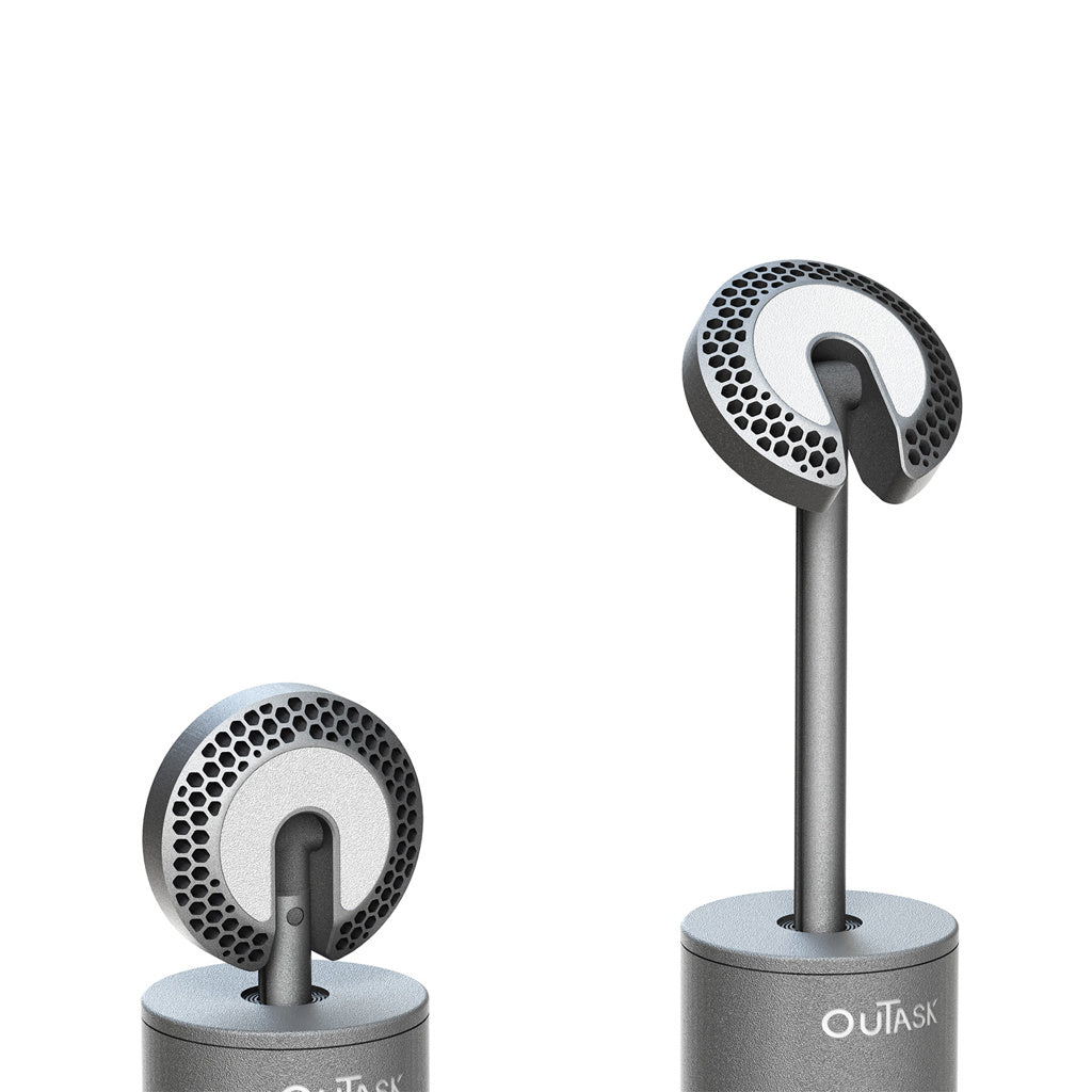 Lampe télescopique LED extérieure OuTask jaune désert, éclairage orientable à 720°, robuste pour l'extérieur.