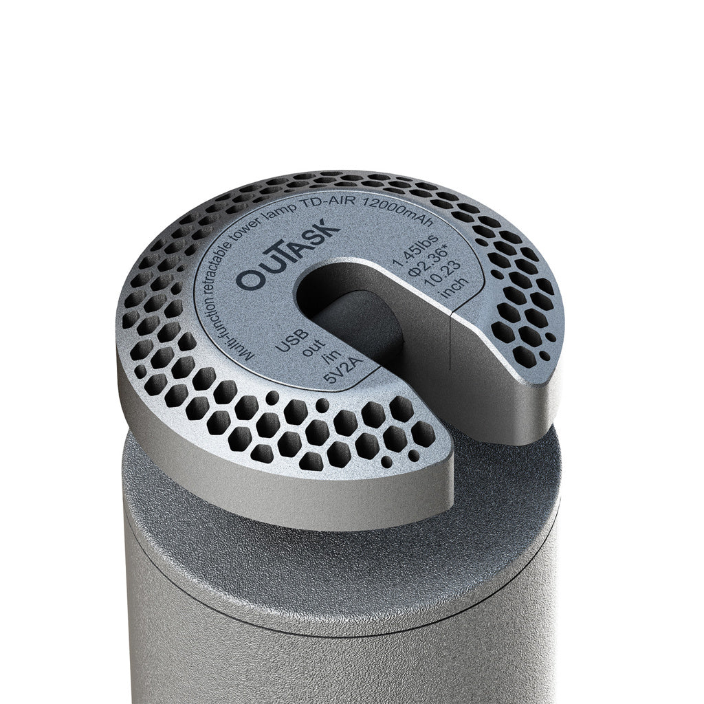 Lampe télescopique LED extérieure OuTask, lumière de 720°, couleur jaune désert, éclairage puissant pour outdoor.