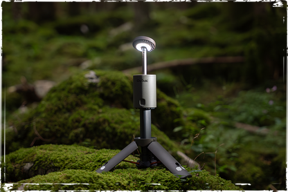 Lampe télescopique LED extérieure OuTask jaune désert, éclairage puissant à 720°, conçue pour l'éclairage outdoor.
