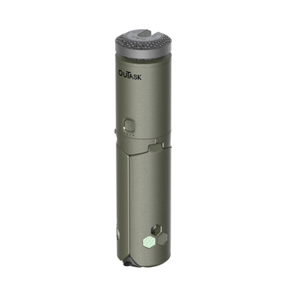 Lampe télescopique LED extérieure OuTask vert armée, éclairage LED 720° pour outdoor, robuste et pratique.