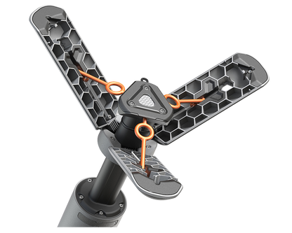Lampe télescopique LED outdoor OuTask vert armée, éclairage puissant à 720° pour l’extérieur, robuste et pratique.