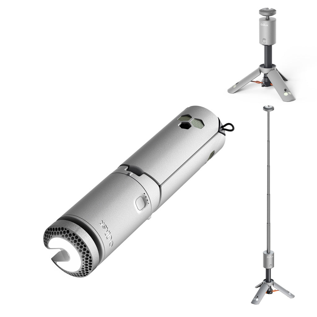 Lampe télescopique LED outdoor vert armée de la marque OuTask, éclairage portable avec rotation à 720 degrés.
