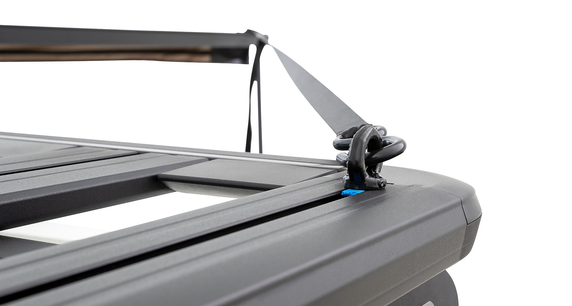 Auvent autoportant RHINO-RACK 180° Batwing 2,2m pour véhicule, protection solaire et abri robuste, vue de face.