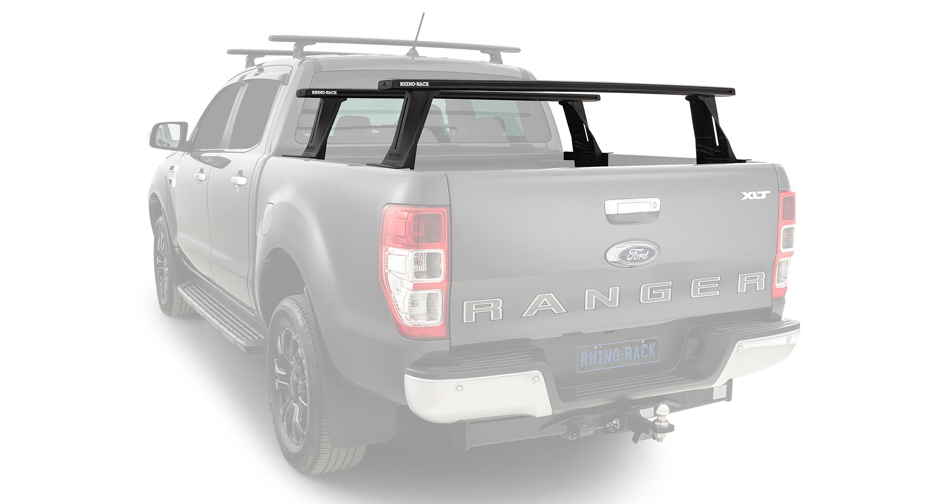 Kit 2 barres de toit Rhino-Rack Reconn-Deck 1500 mm pour Ford Ranger T6/T8, fixation solide, barres robustes pour chargement.