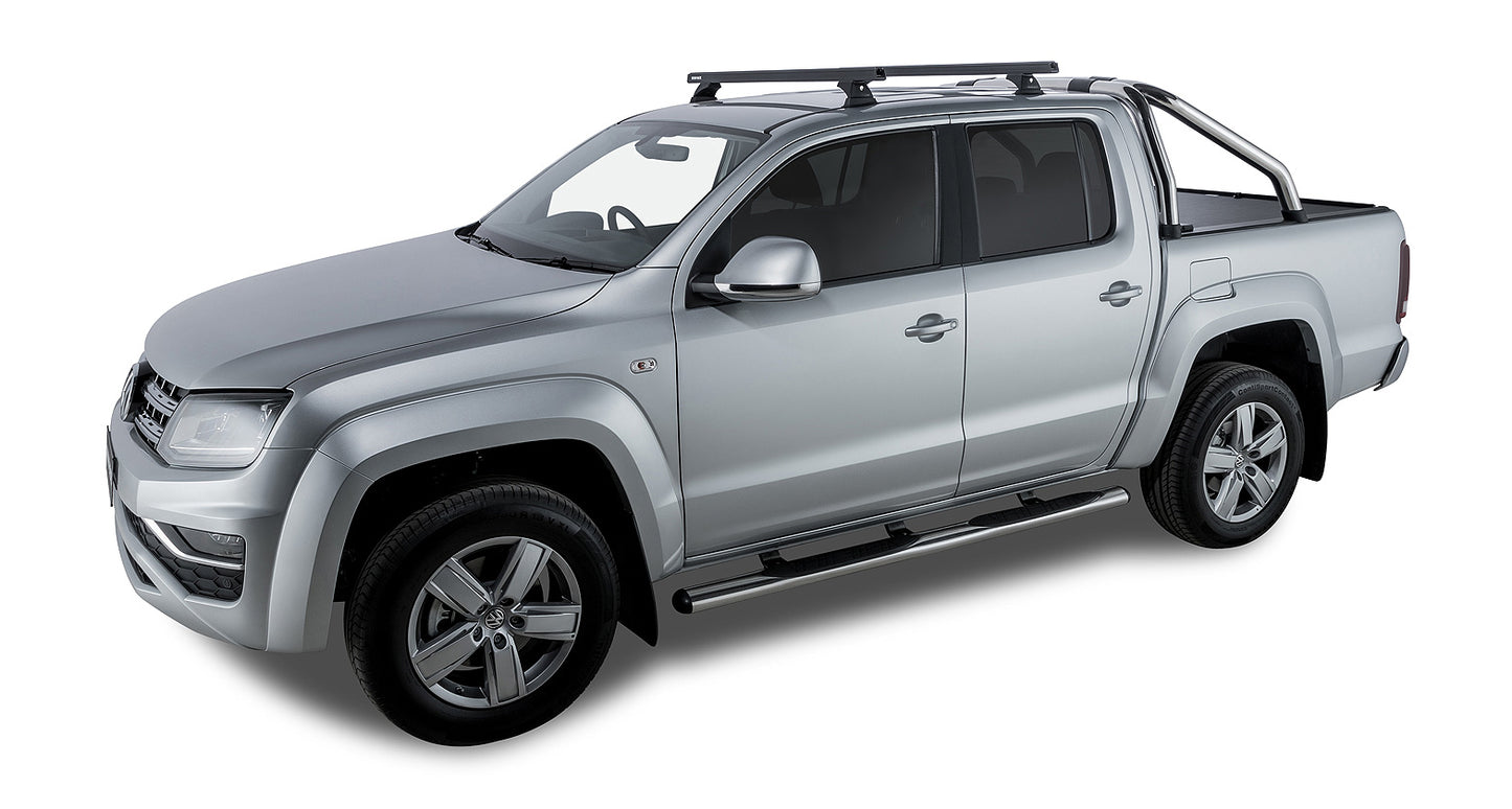 Kit 2 barres de toit noire 1375mm Heavy Duty avec pieds RCH Volkswagen Amarok 2H 2011-2023 - RHINO-RACK sur Xperts4x4 Accessoires 4x4 Off-Road