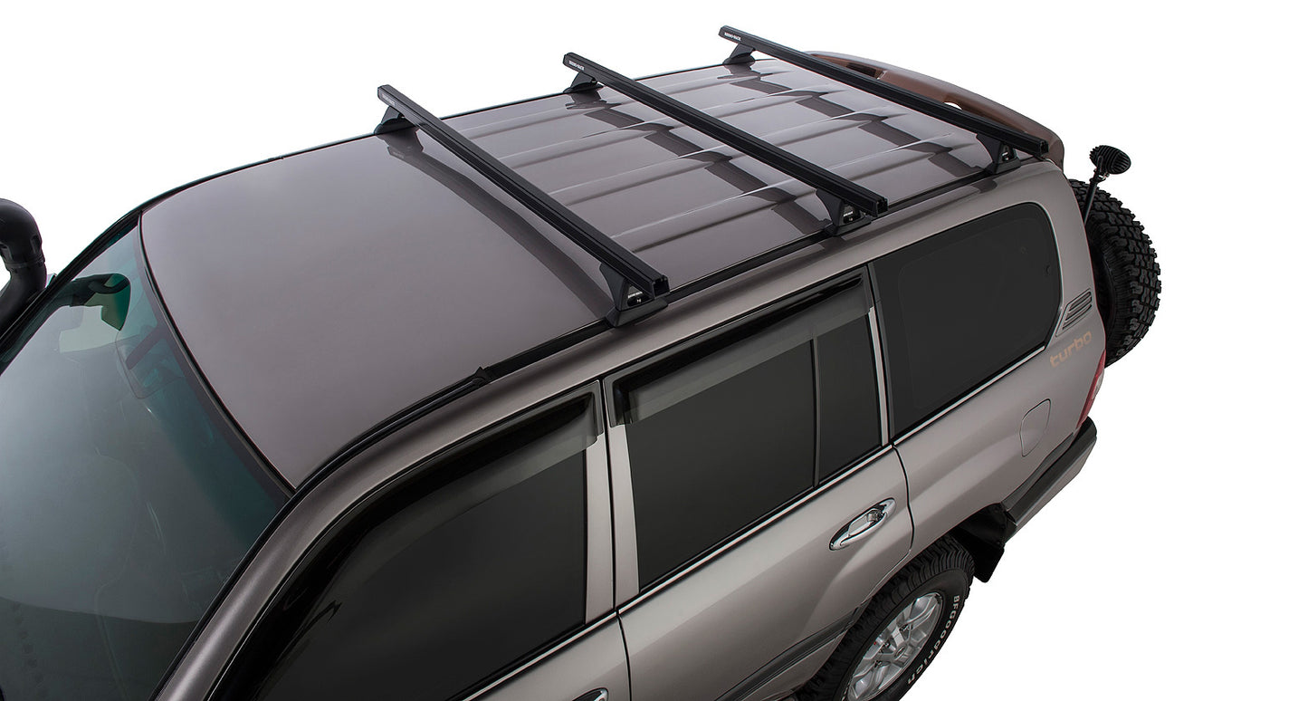 Kit de 3 barres de toit robustes RHINO-RACK pour Land Cruiser HDJ100, fixation solide pour équipement lourd.
