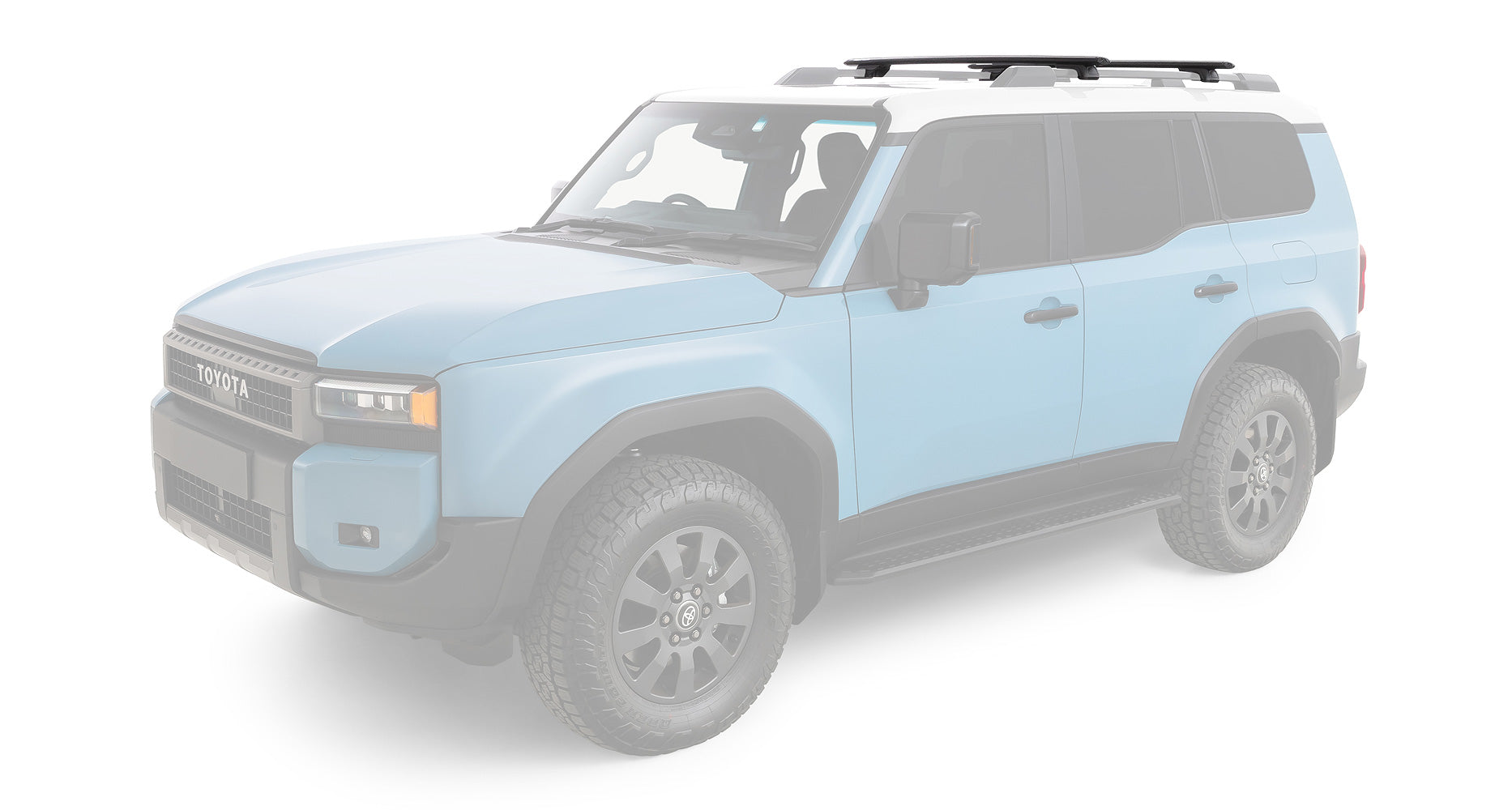 Barres de toit Vortex RHINO-RACK pour Land Cruiser Prado 250, fixation robuste pour transport sécurisé.