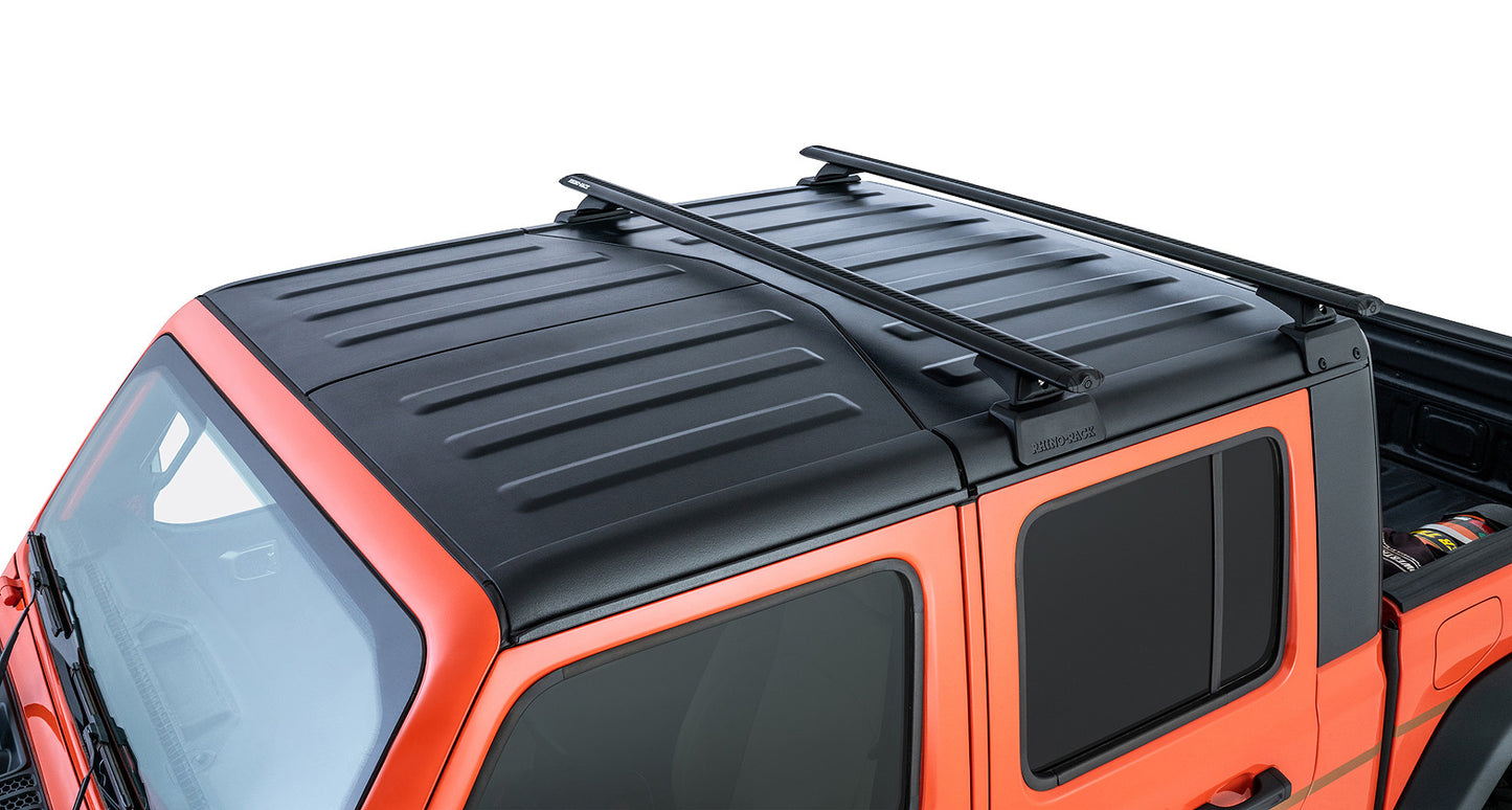 Kit de 2 barres de toit Backbone 1500mm pour Jeep Gladiator JT, de marque RHINO-RACK, montrant les barres de toit robustes.