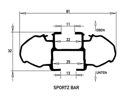 Kit de 2 barres de toit RHINO-RACK SPORTZ BAR pour Ford Ranger, Raptor, Amarok 2023+, en acier robuste.