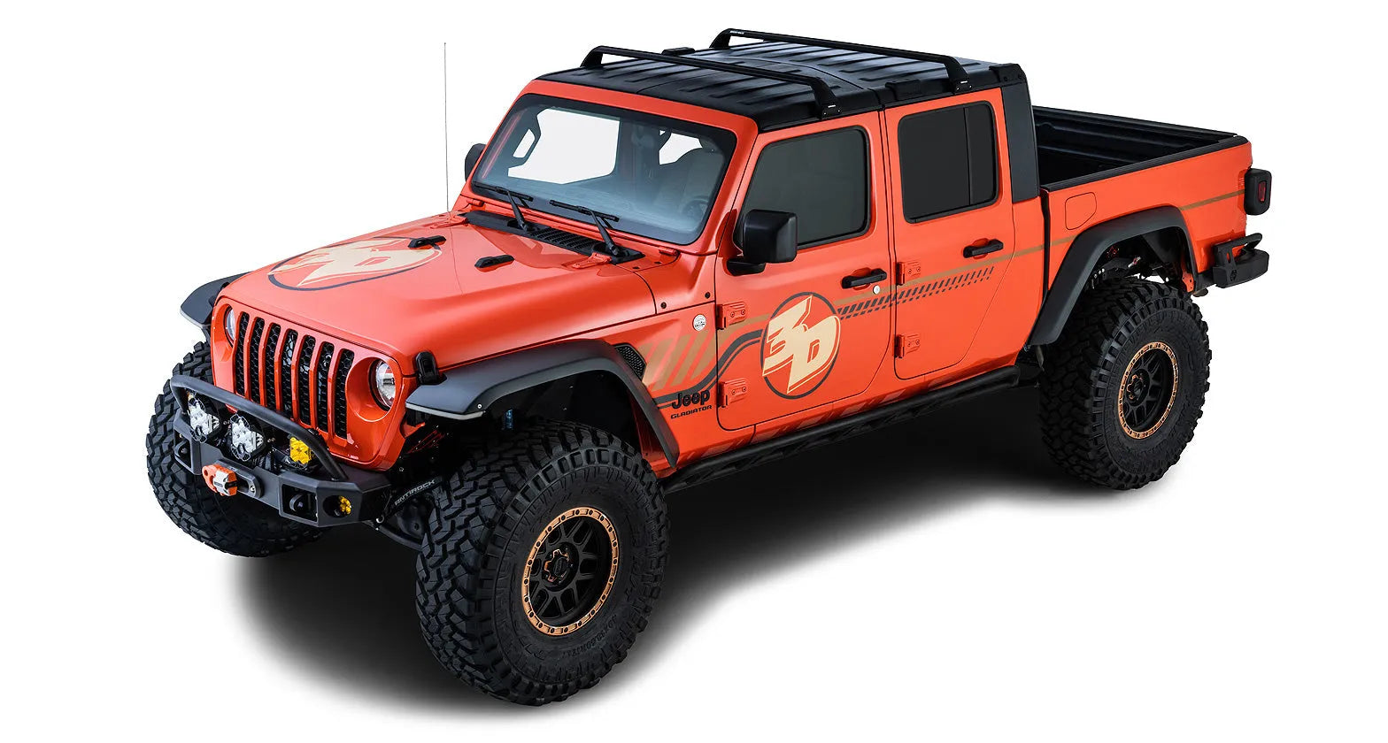 Kit de 2 barres de toit Vortex SG noires pour Jeep JK, JL, JT 4 portes, compatible avec RHINO-RACK.