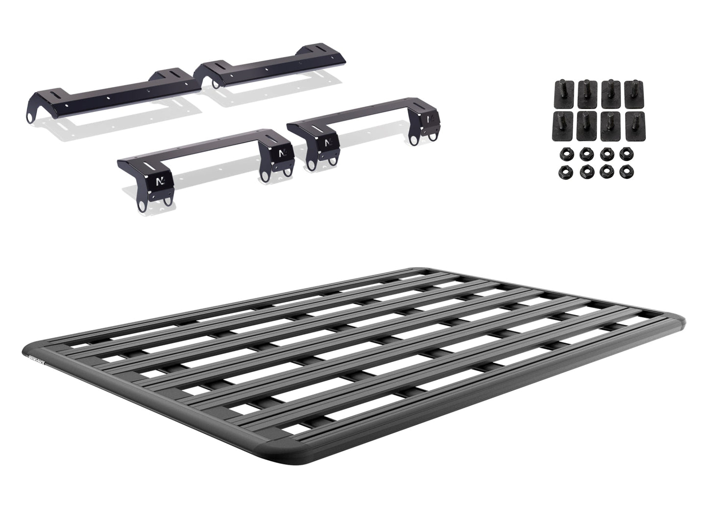 Kit galerie de toit Rhino-Rack Pioneer 6 pour Ineos Grenadier, dimensions 2100x1430mm, robuste et adapté au véhicule.