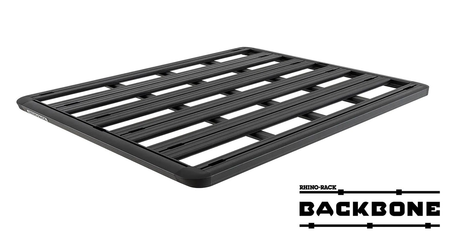Kit galerie de toit Rhino-Rack Backbone pour Ford Ranger Raptor 2023+ nouvelle génération, vue de face avec barres de toit.