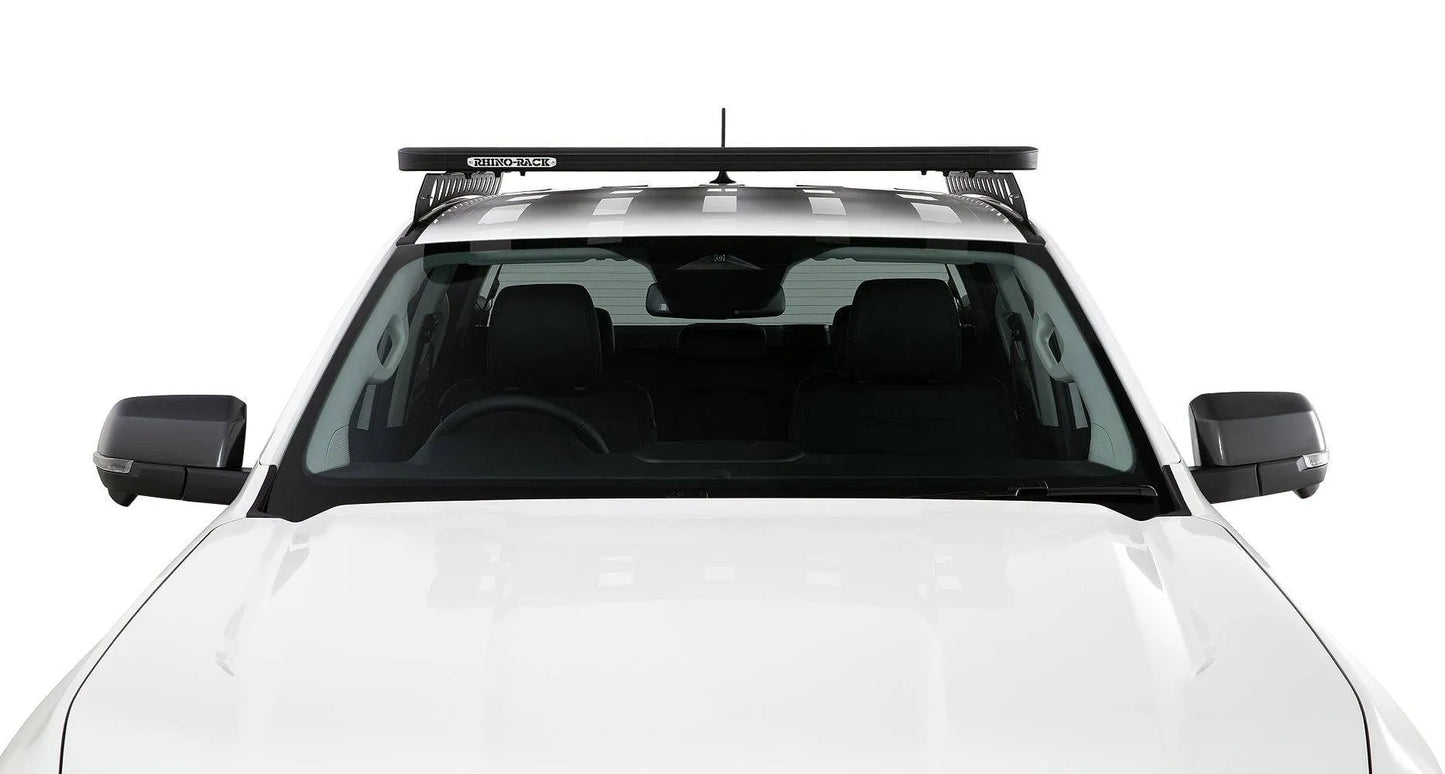 Galerie de toit Rhino-Rack Backbone pour Ford Ranger Raptor 2023+ nouvelle génération, vue de face.