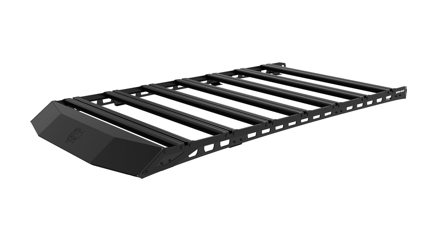Kit galerie de toit Rhino-Rack pour Land Cruiser Prado 250, dimensions 2413x1219mm, avec barres et supports visibles.