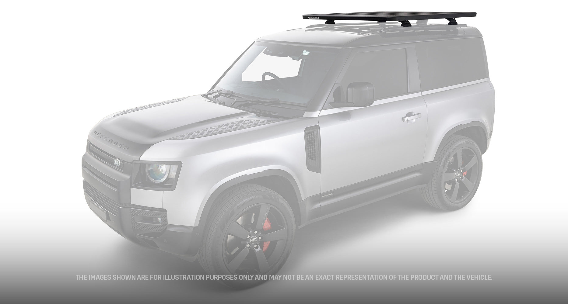 Galerie de toit Pioneer 6 RHINO-RACK pour Land Rover Defender II 90, 1300x1240mm, avec pieds RCL-RCH, en acier robuste.