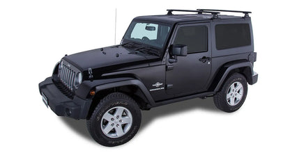 Kit de 2 barres de toit RHINO-RACK Sportz 1500mm pour Jeep Wrangler JK 2 portes, fixation solide pour transport sécurisé.
