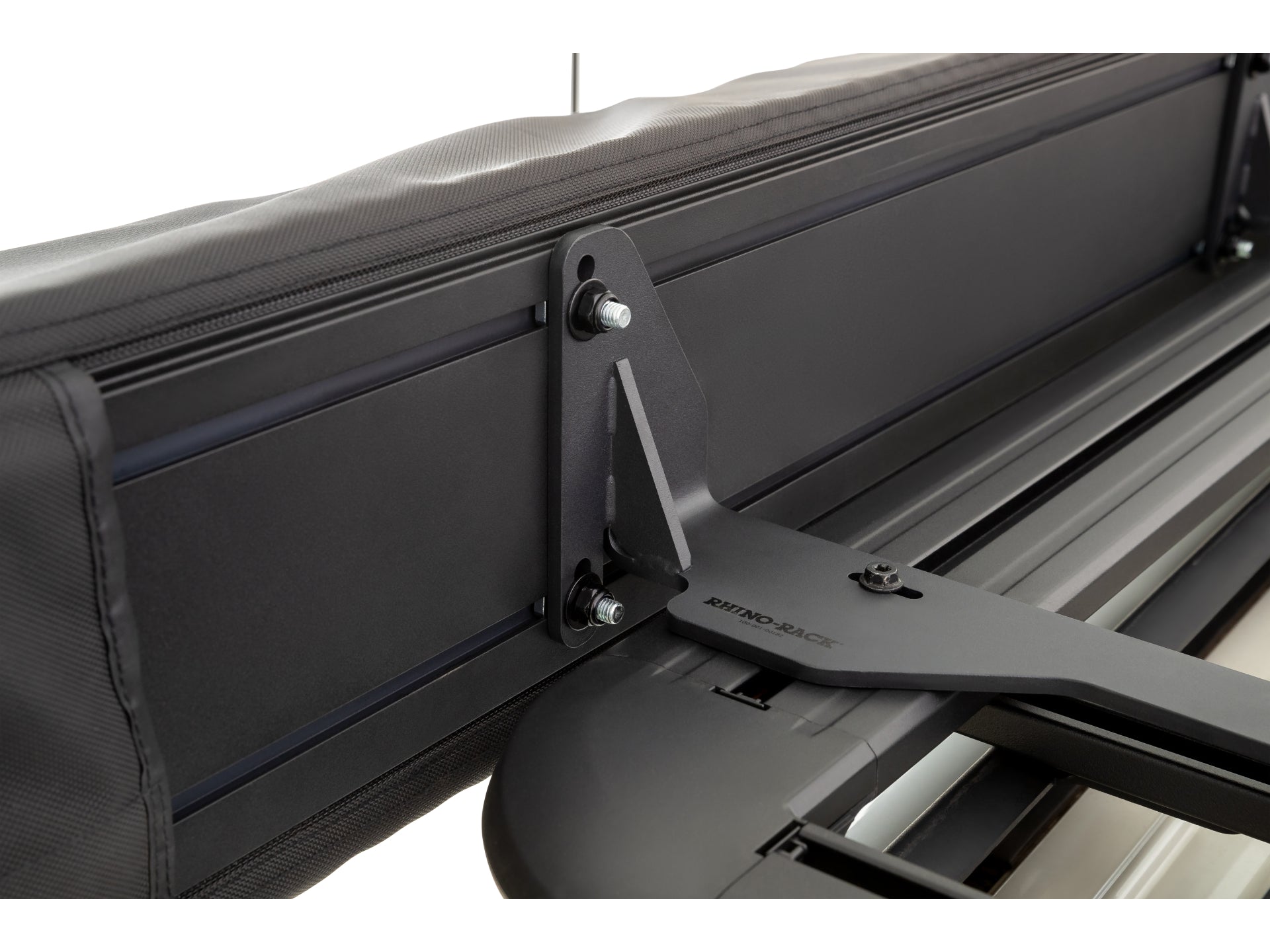 Auvent auto-portant 270° RHINO-RACK avec parois Batwing côté droit, pour camping et outdoor, fixé sur un véhicule.