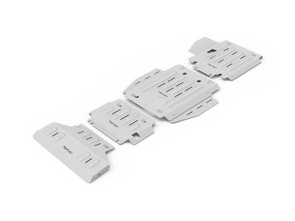 Kit de protections inférieures en aluminium de 6mm pour Dodge RAM 1500 2019+ par RIVAL 4X4, vue des pièces.