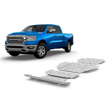 Protection inférieure en aluminium de 6mm pour Dodge RAM 1500 2019+ par RIVAL 4X4, montrant la pièce métallique robuste.
