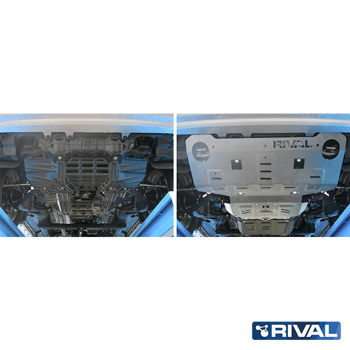 Kit de protections inférieures RIVAL 4X4 pour Toyota Hilux Revo 2016+ en aluminium de 6 mm, protections intégrales robustes.