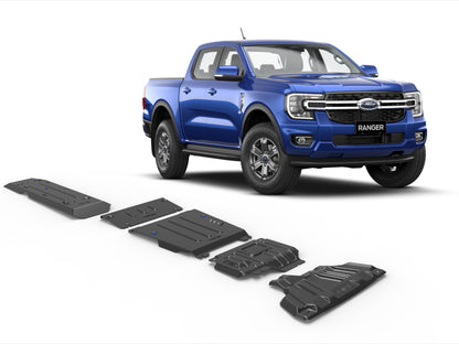 Protection inférieure en acier 3mm pour Ford Ranger 2023+, pack blindages RIVAL 4x4, robuste et durable.