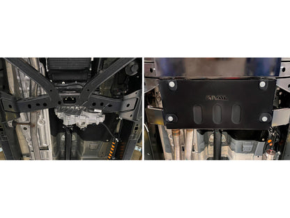Pack de protections inférieures en acier 3mm pour Ford Ranger 2023+ de la marque RIVAL 4x4, montrant les blindages robustes.