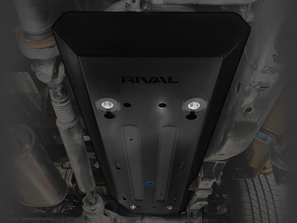 Pack blindages en acier 3mm pour Ford Ranger 2023+ avec protections inférieures, par RIVAL 4x4, visible sur le véhicule.