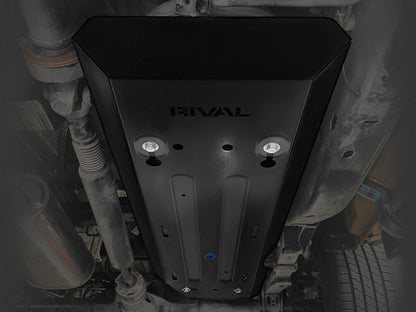 Pack blindages en acier 3mm pour Ford Ranger 2023+ avec protections inférieures, par RIVAL 4x4, visible sur le véhicule.