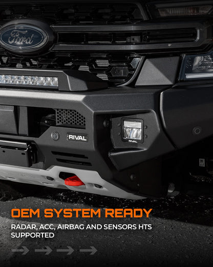 Pare-choc avant GEN2 RIVAL en aluminium pour Ford Ranger 2023+ par RIVAL 4X4, robuste et design moderne.