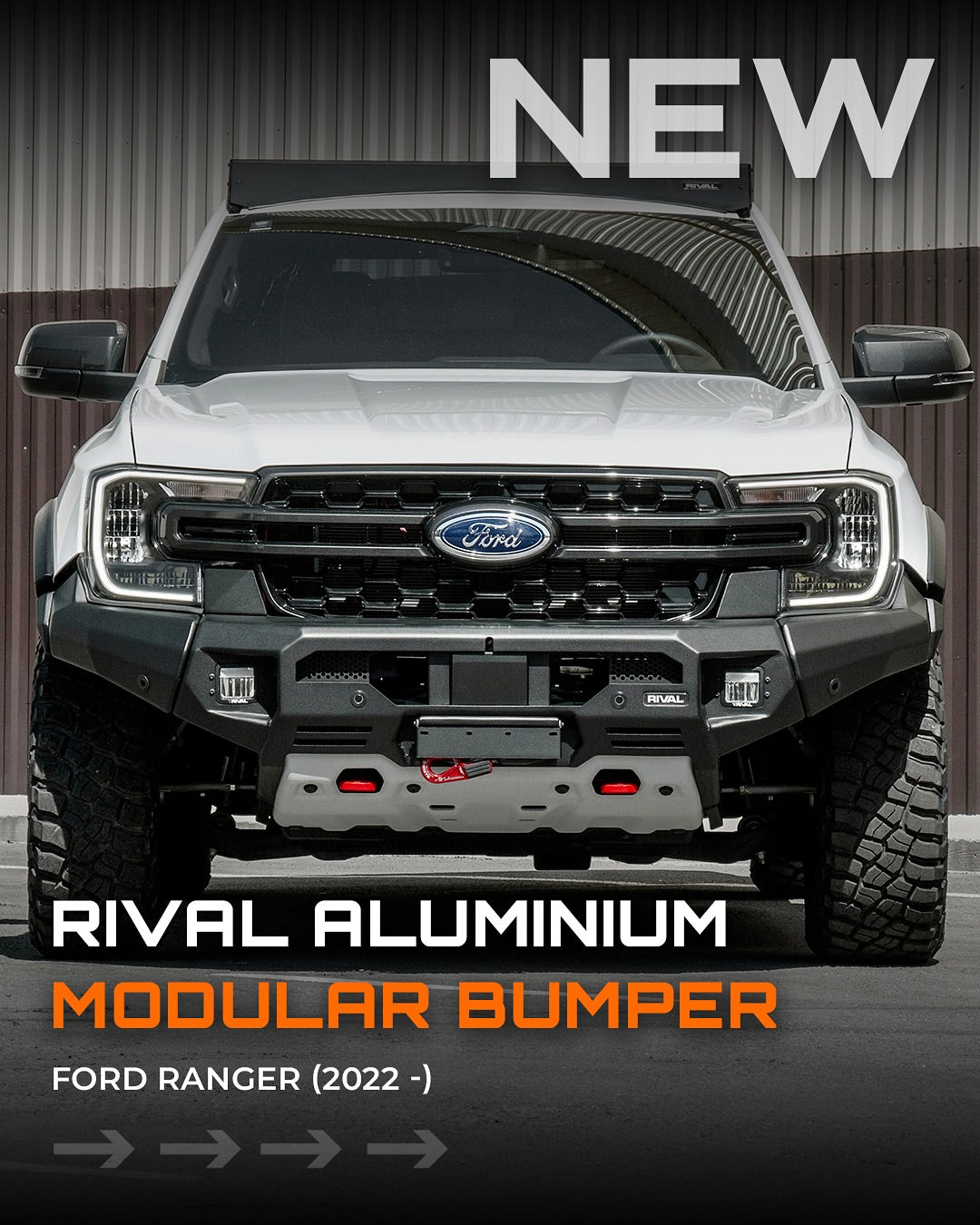 Pare-choc avant GEN2 RIVAL Aluminium pour Ford Ranger 2023+, robuste et léger, en aluminium avec finition résistante.