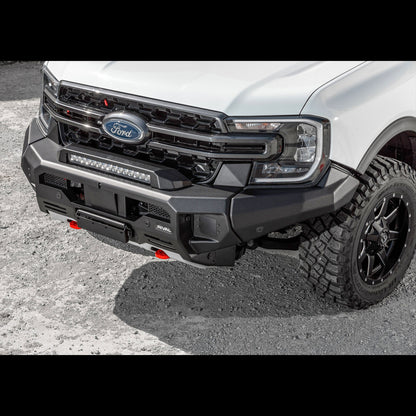 Pare-choc avant en aluminium RIVAL 4X4 GEN2 pour Ford Ranger 2023+, robust et design, visible en image.