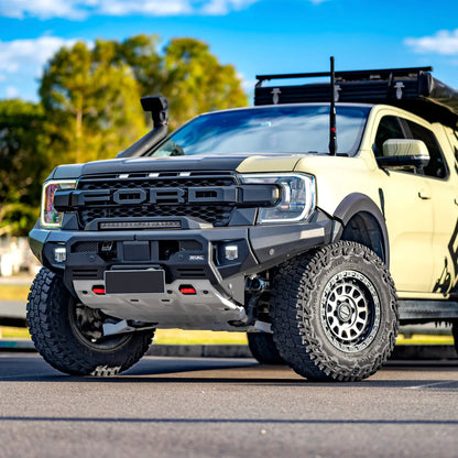 Pare-choc avant GEN2 RIVAL en aluminium pour Ford Ranger 2023+ par RIVAL 4X4, avec design robuste et finition métallique.