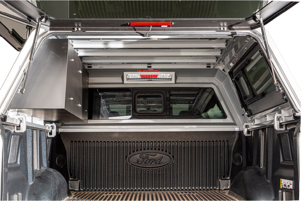 Kit de rangement Full-Bin RSI SMARTCAP pour Jeep Gladiator JT, accessoire robuste en plastique noir avec compartiments.