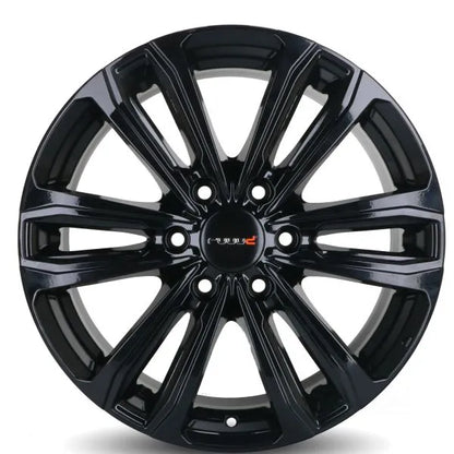 Jante aluminium RUUUD Namur 7,5x17 en noir brillant, 6x125, ET50, CTR74.1, pour véhicule, vue de face.