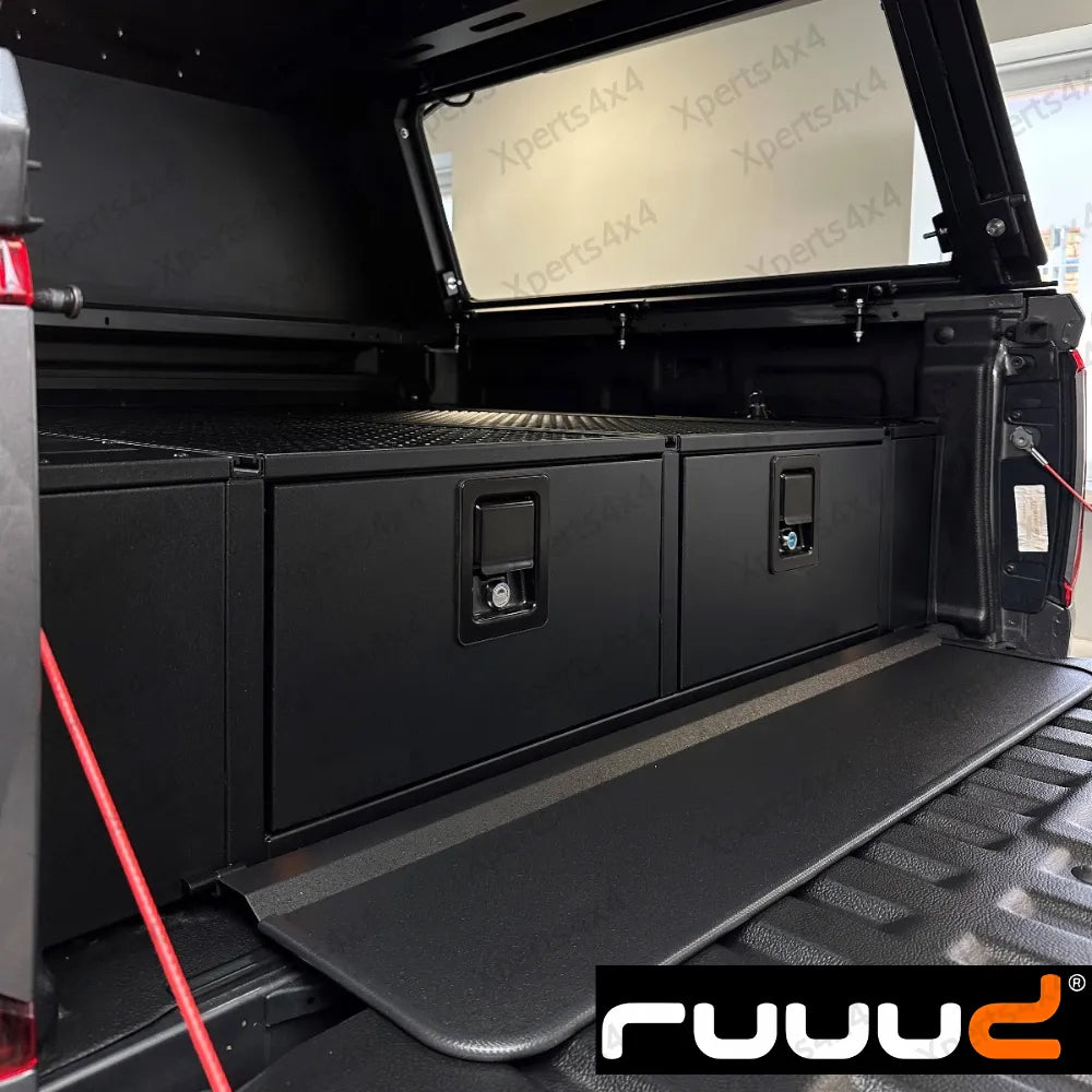Kit de tiroirs RUUUD pour Volkswagen Amarok 2023+ sans perçage, système de rangement pratique et robuste.