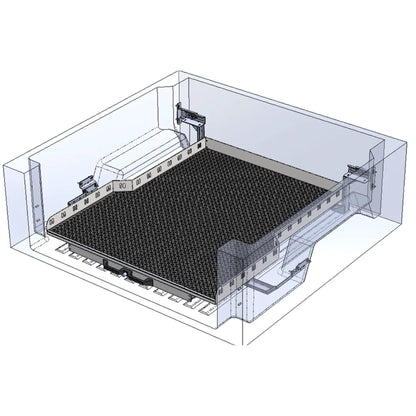 Plateau coulissant RUUUD pour Ford Ranger/Raptor 2023+ Next Gen, sans perçage, robuste et facile à installer, vue de face.