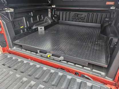 Plateau coulissant RUUUD pour Ford Ranger/Raptor 2023+ Next Gen, sans perçage, installation facile, robuste et pratique.