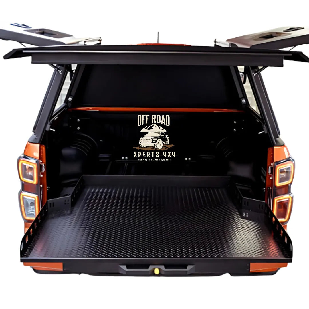 Plateau coulissant RUUUD pour Ford Ranger/Raptor 2023+ Next Gen, sans perçage, installation facile, robuste et pratique.