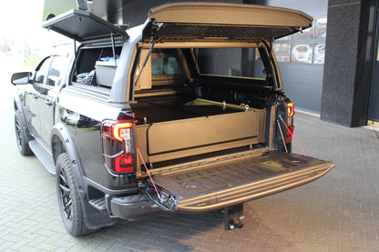 Système double tiroir RUUUD pour Ford Ranger Next Gen 2023+ PHEV, tiroirs robustes en métal, installation dans le coffre.