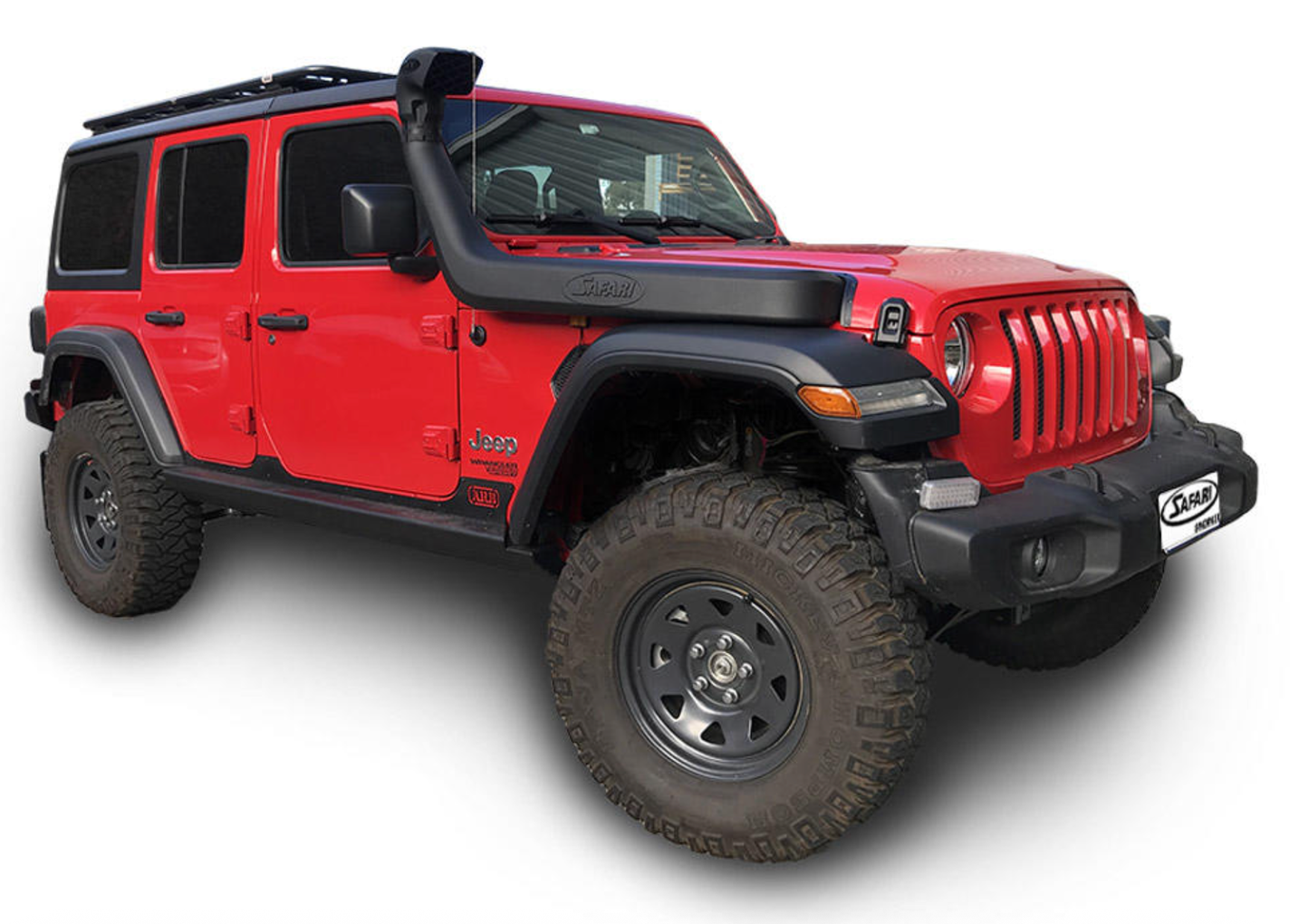 Tube de snorkel Safari 4x4 pour Jeep Wrangler JL, équipement robuste pour conduite tout-terrain.
