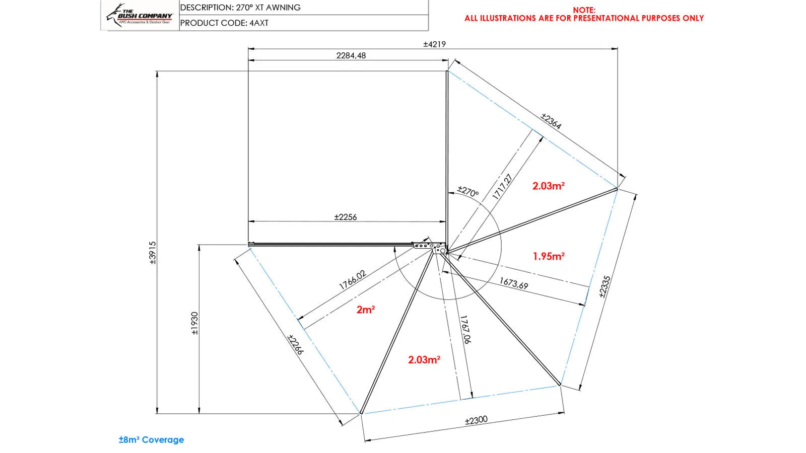 Auvent autoportant 270° XT™ MK2 de The Bush Company, structure robuste pour abri extérieur.