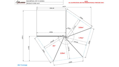Auvent autoportant 270° XT™ MK2 de The Bush Company, structure robuste pour abri extérieur.