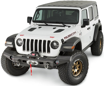 Pare-choc avant Warn Elite pour Jeep Wrangler JL et JT Gladiator, robuste en acier avec fixation solide.