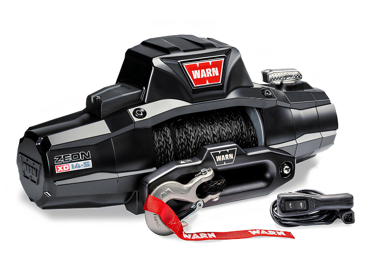 Treuil Warn Zeon XD14-S 6350kg 12V avec corde synthétique, robuste treuil électrique pour véhicules tout-terrain.
