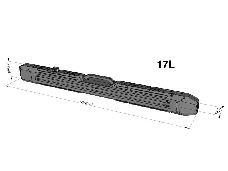 Réservoir d'eau latéral Xperts 4x4 avec pompe 12V intégrée, capacité de 17L, en plastique robuste pour véhicule tout-terrain.