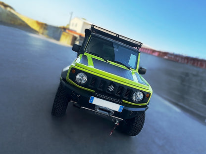 Coque de protection en aluminium strié 2mm pour capot Suzuki Jimny 2018+ par N4-Offroad, finition robuste et résistante